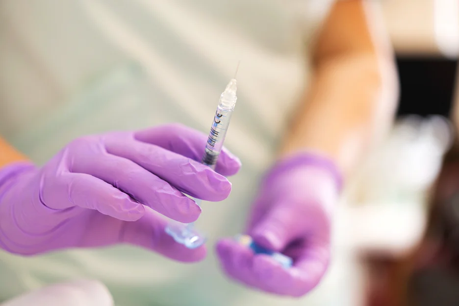 a provider prepares korean salmon dna injection before the procedure