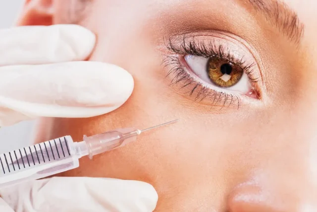 a woman underwent pdrn under eyes treatment