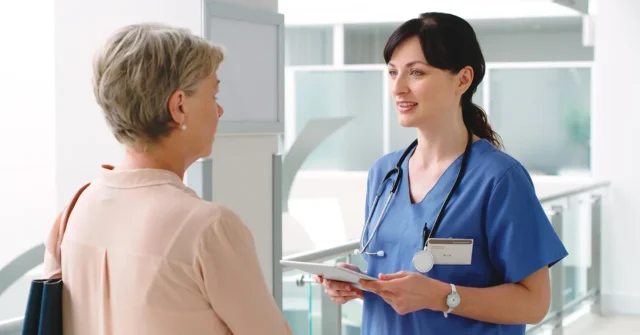 a medical provider discussing the patient's condition